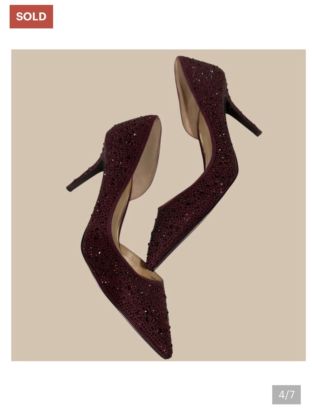 White House Black Market Plum Crystal Embellished Pointed-Toe Heels - Picture 4 of 7